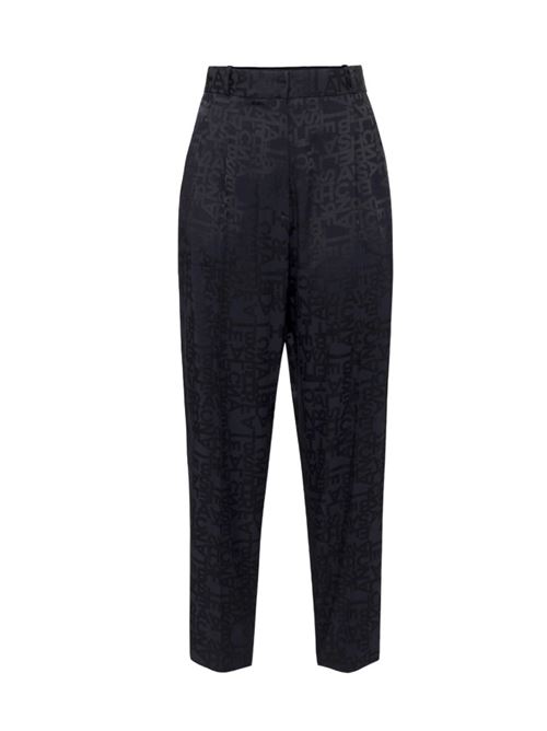 Straight trousers in crêpe jacquard lettering ELISABETTA FRANCHI | PA01346E2.110